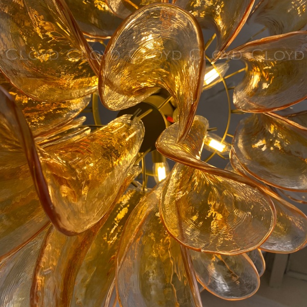 Люстра Cloyd AZORES-C C10 / Ø65 см - латунь светл. - янтарное стекло (арт.11653) от интернет-магазина IDODOM.RU