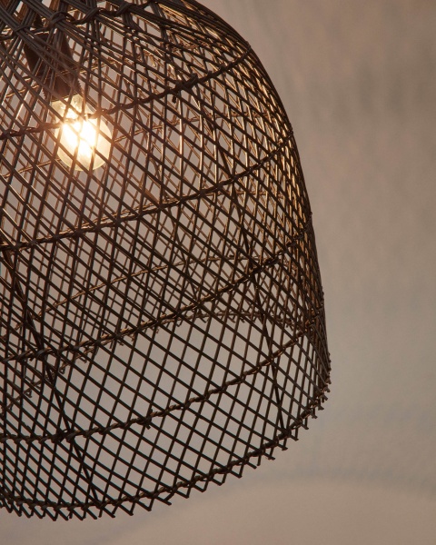 Потолочный абажур Domitila из ротанга с черной отделкой, Ø 44 см от интернет-магазина IDODOM.RU