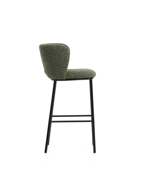 Барный стул Ciselia из темно-зеленого шенилла с ножками из черной стали от интернет-магазина IDODOM.RU