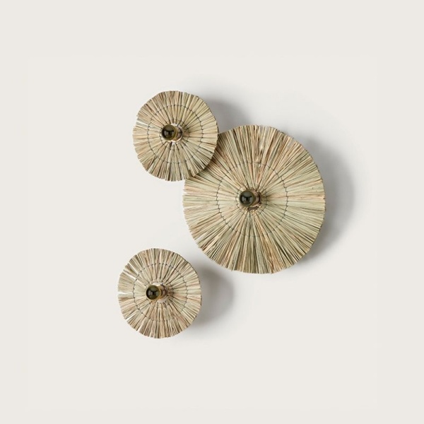 Бра Laos натуральная соломка 50 cm + цоколь 10 cm черный металл от интернет-магазина IDODOM.RU