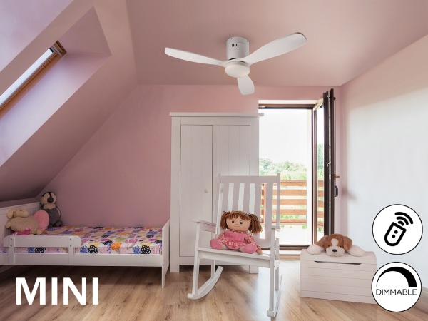 Siroco MINI Потолочный вентилятор с освещением DIMABLE белый от интернет-магазина IDODOM.RU