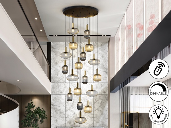 Люстра Norma 18L черный / латунь DIM от интернет-магазина IDODOM.RU