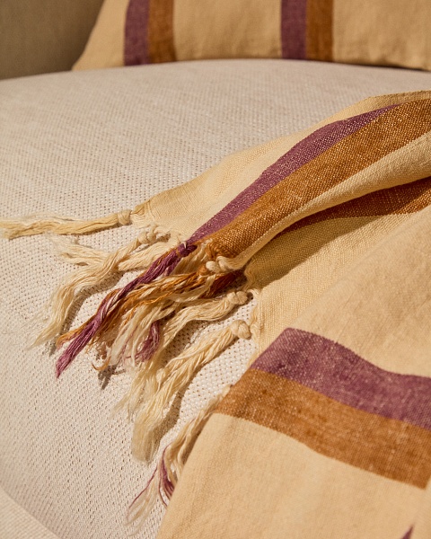 Плед Arven разноцветный полосатый из 100% льна 130 x 170 см от интернет-магазина IDODOM.RU