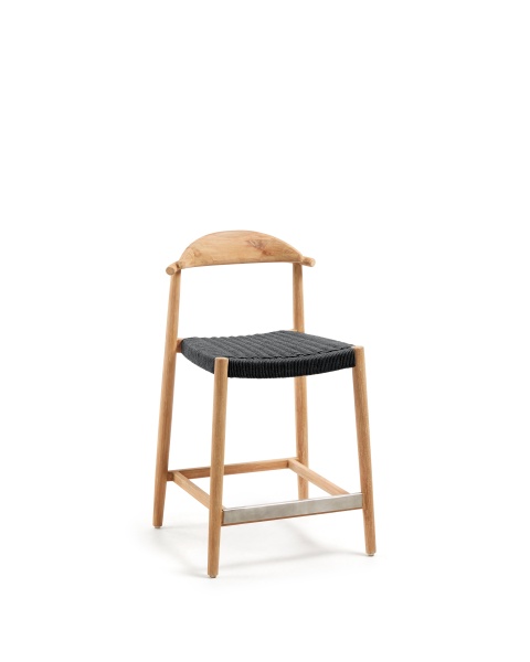 Nina Полубарный стул из массива акации с натуральной отделкой и черной веревкой 62 см от интернет-магазина IDODOM.RU