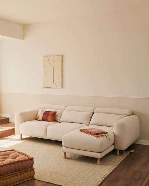 Singa 3-местный диван с правым шезлонгом белого цвета 296 см от интернет-магазина IDODOM.RU