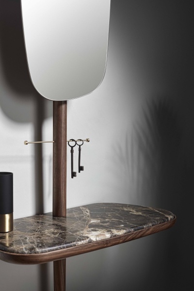 Консоль с зеркалом Momentos мрамор Emperador / орех от интернет-магазина IDODOM.RU