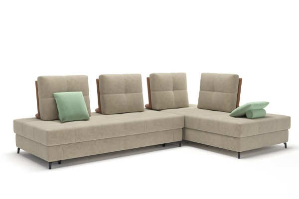 Reef диван-кровать угловой замша бежевый от интернет-магазина IDODOM.RU