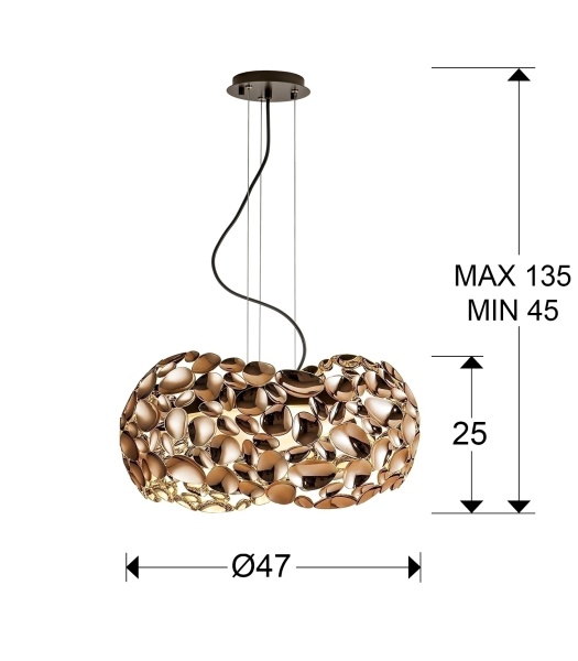 Подвесной светильник Narisa Ø47 5L розовое золото от интернет-магазина IDODOM.RU