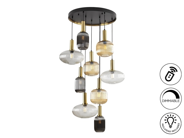 Люстра Norma 9L черный/латунь DIM от интернет-магазина IDODOM.RU