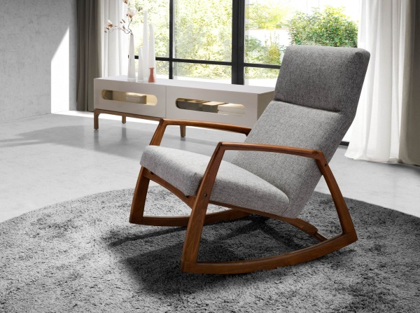 Кресло-качалка 5106/WD972 из серой ткани от интернет-магазина IDODOM.RU