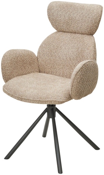 Стул с подлокотниками Harvi букле бежевый, поворотно-возвратный механизм 360 градусов от интернет-магазина IDODOM.RU