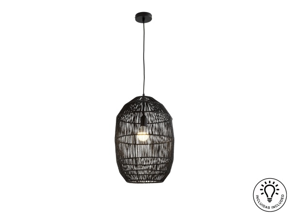 Tizne Подвесной светильник с абажуром из бумаги черный от интернет-магазина IDODOM.RU