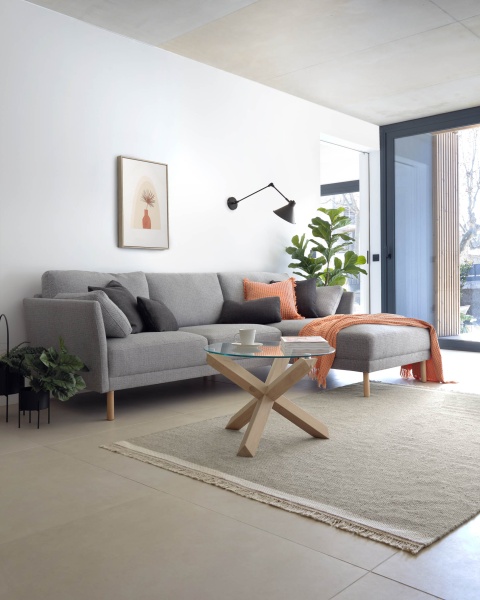 Gilma серый 3-местный диван с подвижным шезлонгом бежевые ножки от интернет-магазина IDODOM.RU