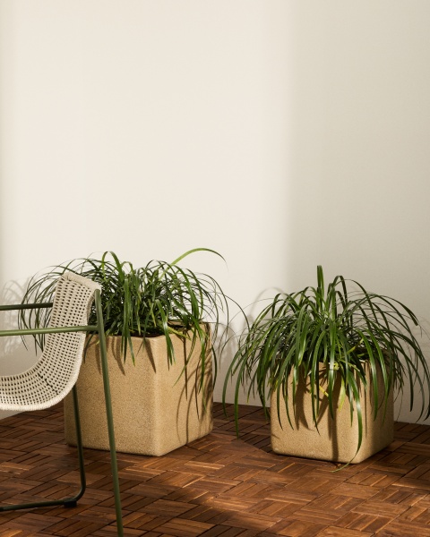 Набор из 2 кашпо Minoa горчичного цвета из песчаника 44 x 44 см от интернет-магазина IDODOM.RU