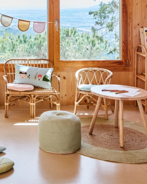 Круглый пуф Daiana из хлопка зеленого цвета Ø 40 см от интернет-магазина IDODOM.RU