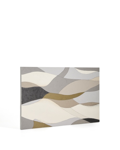 Абстрактный холст Marvilo серо-горчичного цвета 120 x 200 см от интернет-магазина IDODOM.RU