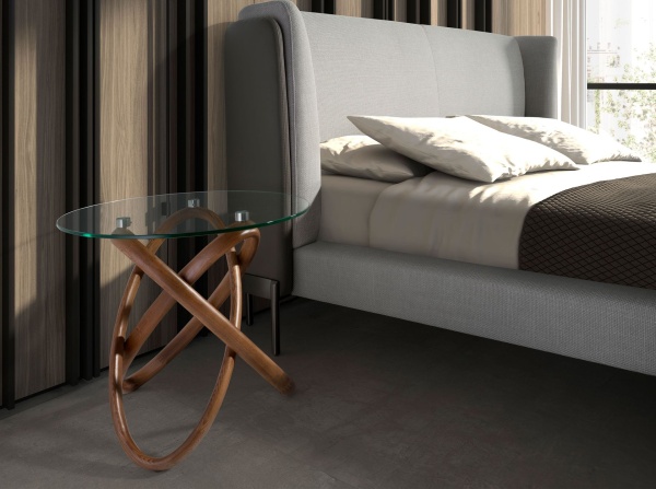 Приставной столик 2126/LT20051 из стекла и ореха от интернет-магазина IDODOM.RU