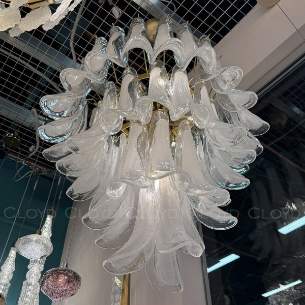 Люстра Cloyd AZORES-B C10 / Ø65 см - латунь светл. - бело-прозрачн.стекло (арт.11652) от интернет-магазина IDODOM.RU