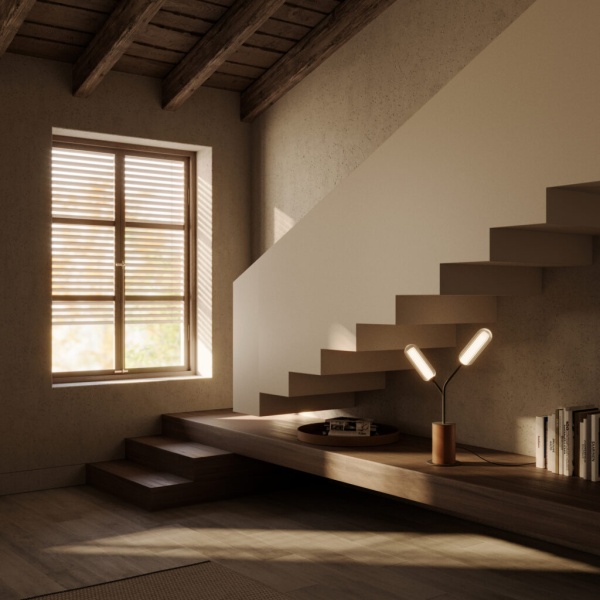 Настольная лампа Lari светло-серая кожа от интернет-магазина IDODOM.RU