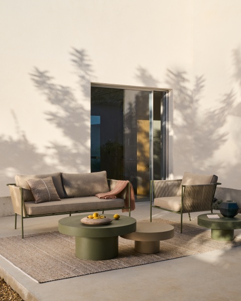 Уличное кресло Zivia из веревки цвета экрю и стали зеленого цвета от интернет-магазина IDODOM.RU