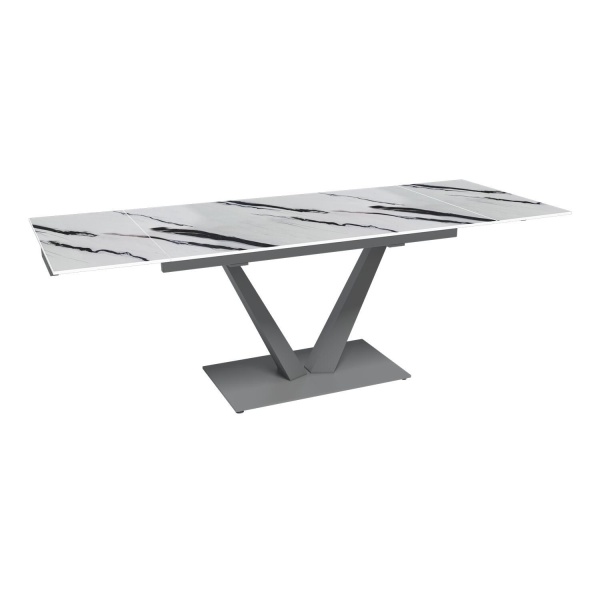 Стол раскладной Malibu (140+40+40), керамика глянцевая Panda White от интернет-магазина IDODOM.RU