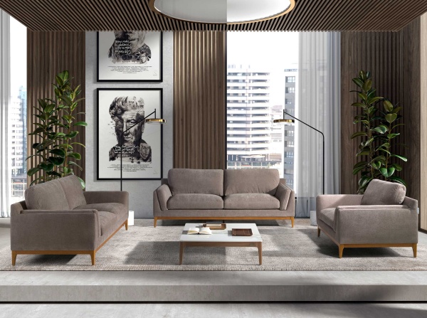 Диван 2-х местный 6183/KF2133-2P-G0401720 из коричневой ткани от интернет-магазина IDODOM.RU