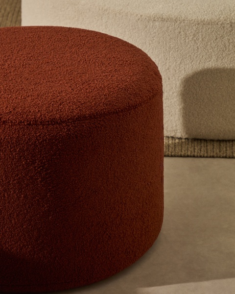 Kaeli Пуф для ног со съемным чехлом из терракотового букле Ø 60 от интернет-магазина IDODOM.RU