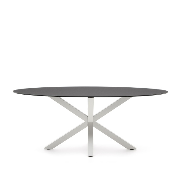 Овальный стол ARYA Argo из матового черного стекла со стальными ножками 200x100 от интернет-магазина IDODOM.RU