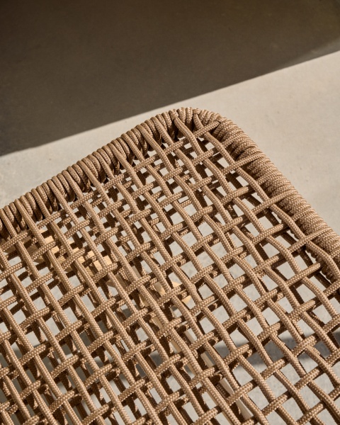 Складной стул Dandara из массива акации со стальной конструкцией и бежевым шнуром от интернет-магазина IDODOM.RU