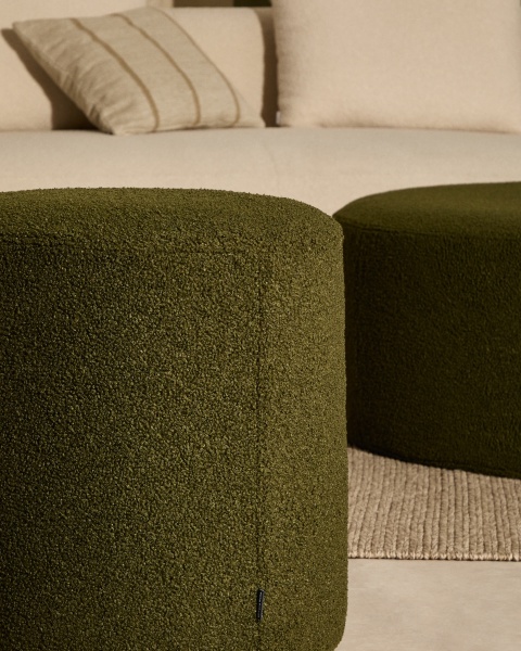 Пуф Kaeli со съемным чехлом из зеленого букле Ø 43 см от интернет-магазина IDODOM.RU