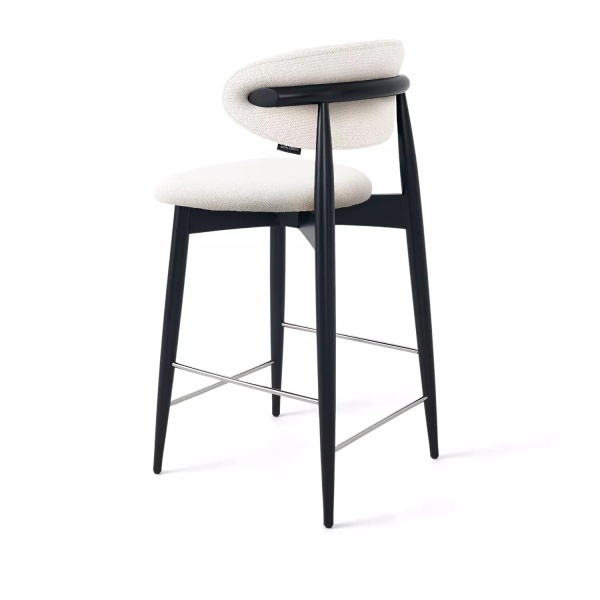 Стул полубарный Paolo, бук натуральный (эмаль черная), ткань, белый от интернет-магазина IDODOM.RU