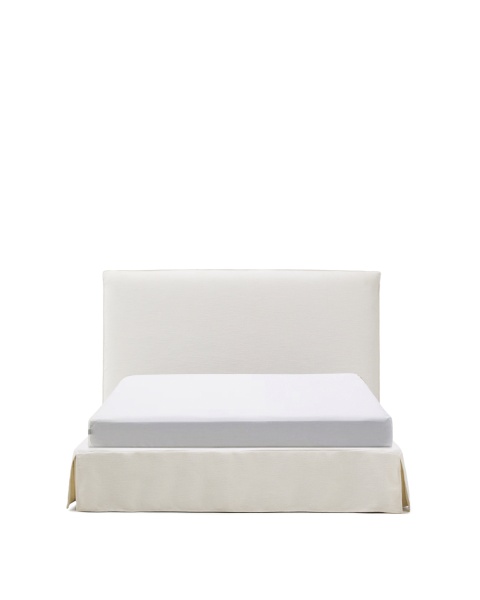 Кровать Jaira из белого шенилла со съемным чехлом для матраса 160x200 см от интернет-магазина IDODOM.RU