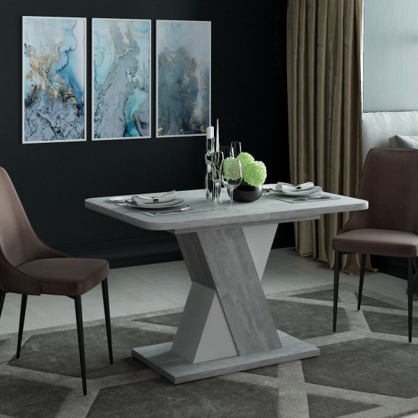 Стол раскладной Bruno (120+40) цемент светлый/белый бриллиант от интернет-магазина IDODOM.RU