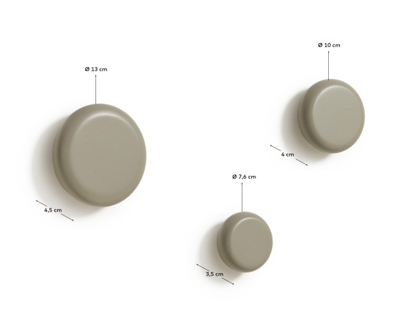 Nadue Набор из 3 настенных крючков из массива бука с серой отделкой от интернет-магазина IDODOM.RU