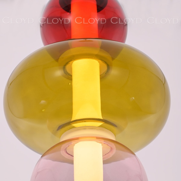 Подвесной светильник Cloyd SUPERNOVA-A P1 / выс. 40 см - 3 яруса - черный - красн. стекло (арт.11405) от интернет-магазина IDODOM.RU