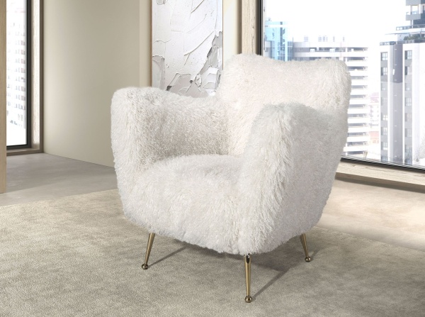 Кресло 5164 из белой ткани с длинным ворсом от интернет-магазина IDODOM.RU