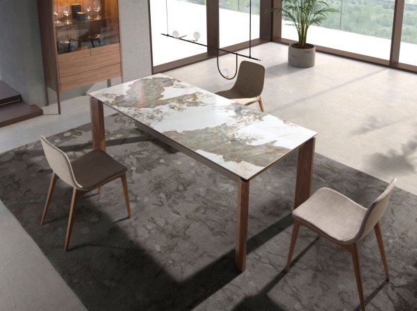 Раздвижной обеденный стол 1118/MC1863DT из мраморной керамики от интернет-магазина IDODOM.RU