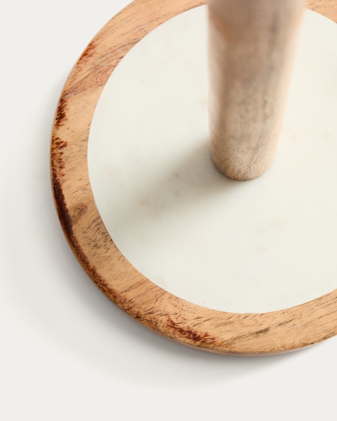 Держатель для кухонных полотенец Nuvir из белого мрамора и массива акации от интернет-магазина IDODOM.RU