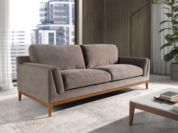 Диван 3-х местный 6184/KF2133-3P-G0401720 в коричневой ткани от интернет-магазина IDODOM.RU