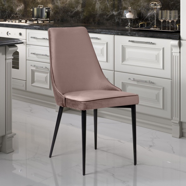 Стул Oliver, бархат пепельно-бежевый 25/ чёрный конус от интернет-магазина IDODOM.RU