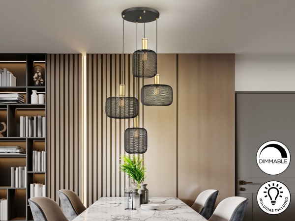 Подвесной светильник Osiris 4L черно-золотой от интернет-магазина IDODOM.RU