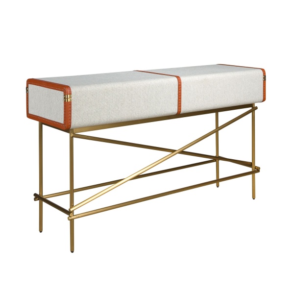 Консольный стол 3271 из шпона ореха и светло-серой ткани от интернет-магазина IDODOM.RU