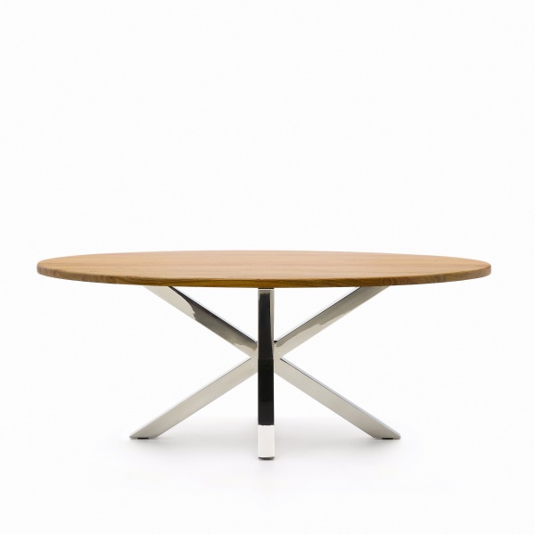 Овальный стол ARYA Argo из массива акации и нержавеющей стали 200x100 от интернет-магазина IDODOM.RU