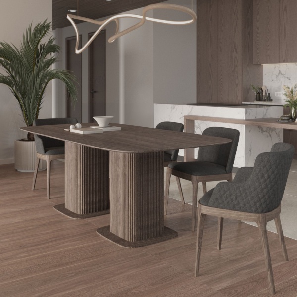 Стол прямоугольный Denver 270, шпон, две опоры дерево от интернет-магазина IDODOM.RU