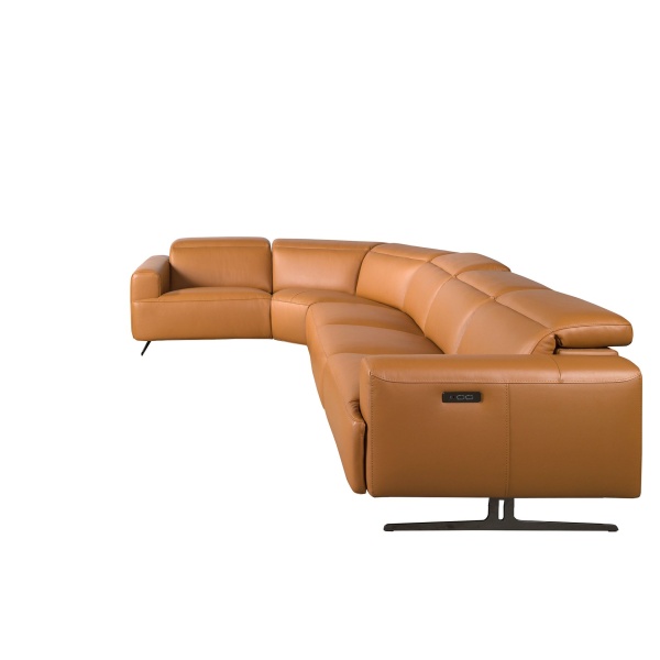 5-местный диван с реклайнером 6263 с левым шезлонгом из коричневой кожи от интернет-магазина IDODOM.RU