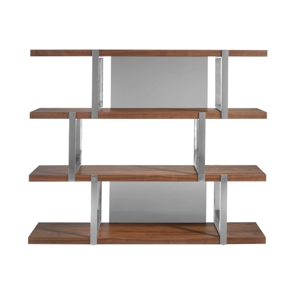 Стеллаж MQ2001SF /3136 ореховое дерево с полками из черного стекла от интернет-магазина IDODOM.RU