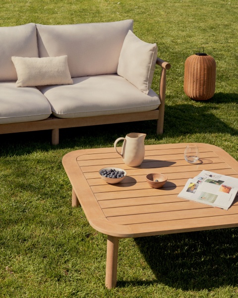 Комплект Sacova 5-местный угловой диван и журнальный столик из массива эвкалипта от интернет-магазина IDODOM.RU