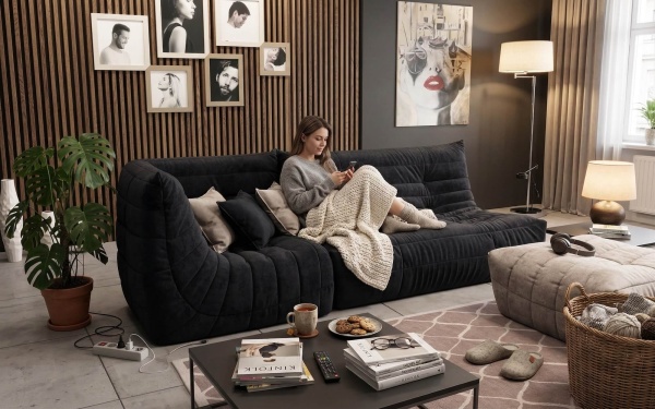 Диван ДеФранс™️ прямой 2-х местный - Эконом микровелюр