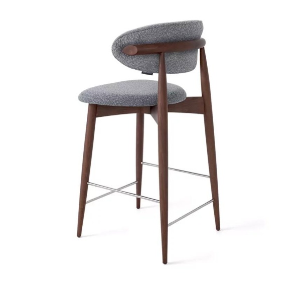 Стул полубарный Paolo, бук натуральный (тонированный коричневым лаком), ткань, серый от интернет-магазина IDODOM.RU