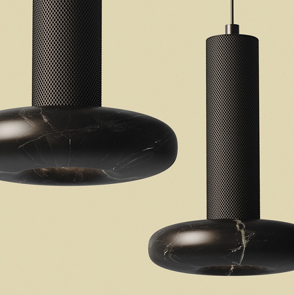 Подвесной светильник Hulo черный металл/черный мрамор от интернет-магазина IDODOM.RU